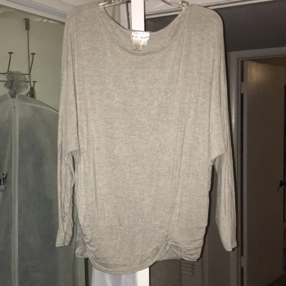 MSSP L heather gray dolman style sleeve banded t